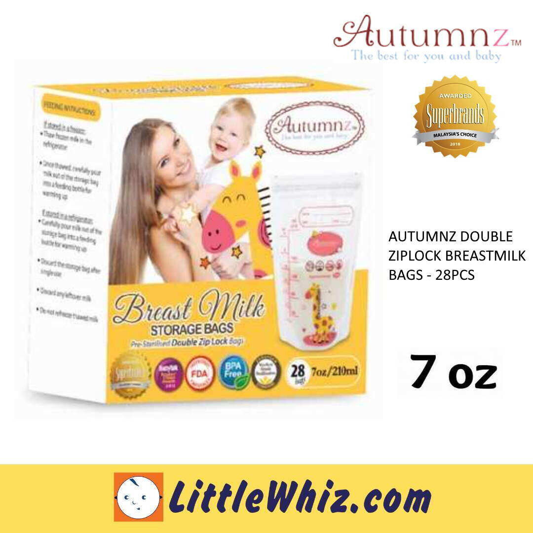 Autumnz: Double Zip Lock Breastmilk Storage Bags 7oz - 28pcs