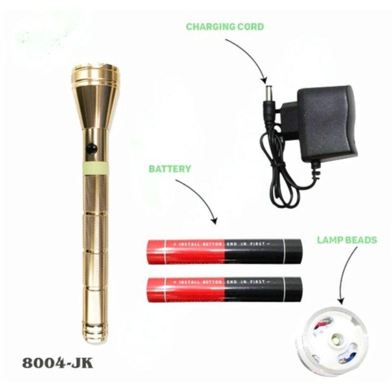 [ Best Seller ]-GML 8004JK] LED Rechargeable Aluminum Flashlight,Green-max-Light