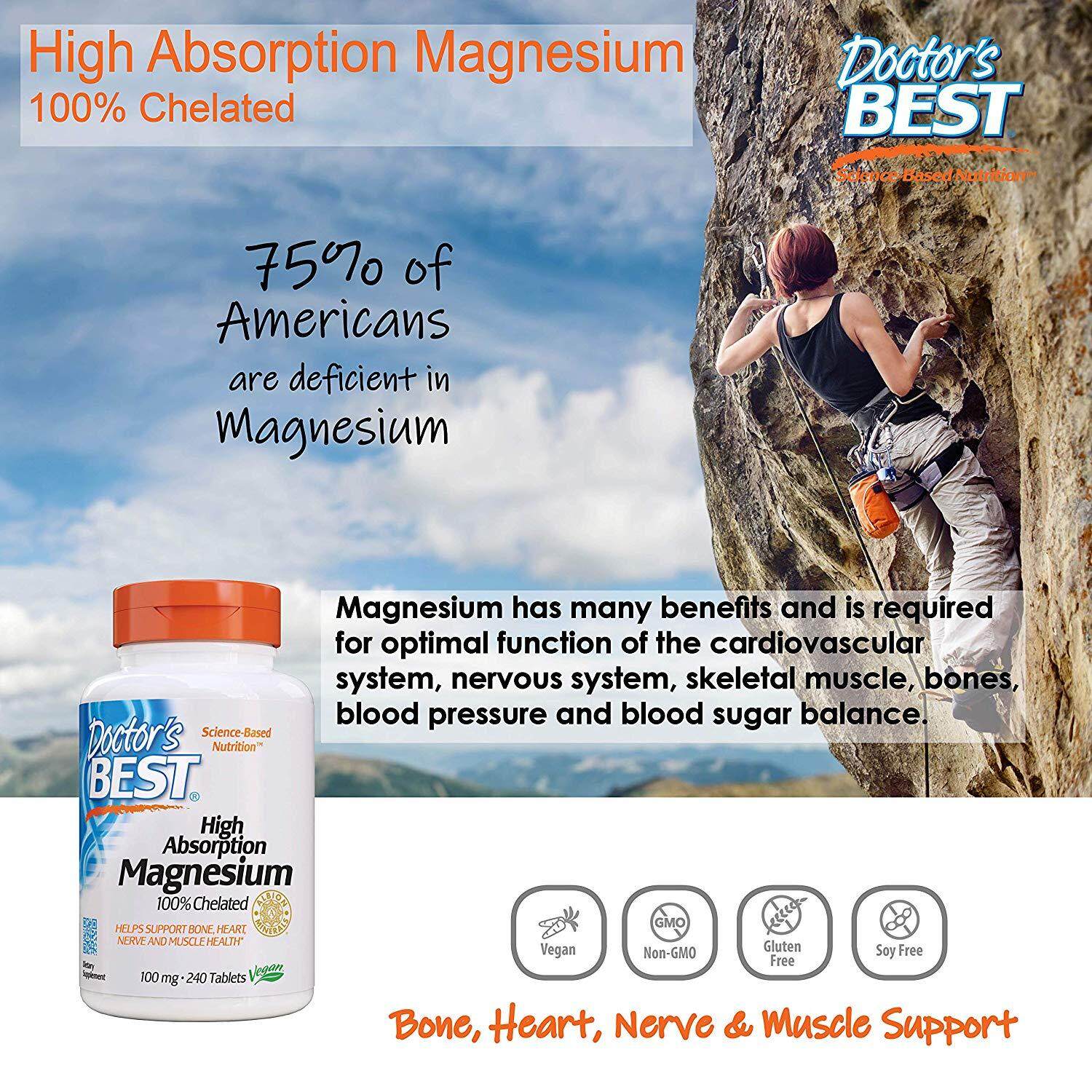 Doctor's Best, High Absorption Magnesium 100% Chelated with Albion ...
