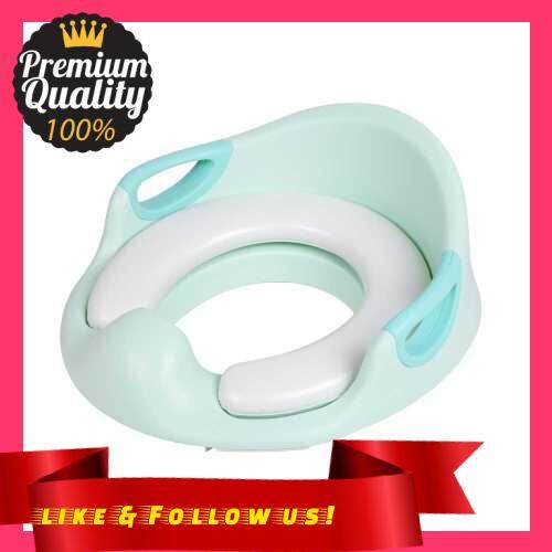 People\'s Choice Potty Training Seat with Handle & Non-slip Design Soft Potty Seat Pad Toddlers Toilet Seat Compatible with Most Toilets for Boys Girls Baby Kids Children (Green)