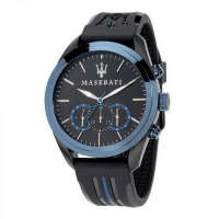 Maserati Traguardo Black & Blue PU Quartz Chronograph Watches R8871612006