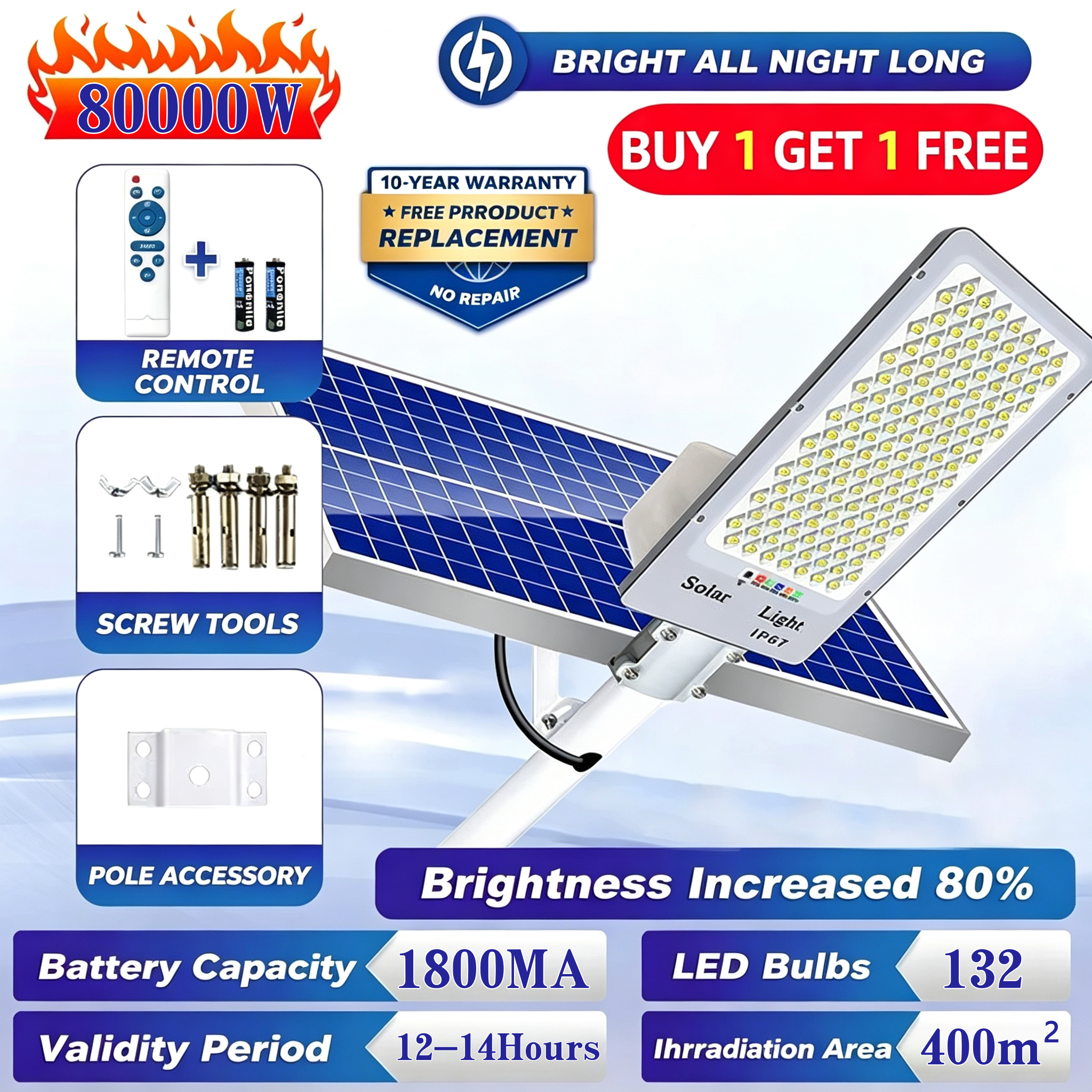 BUY 1 TAKE 1 lampu solar outdoor waterproof 200000W LED Solar street lights courtyard garden lights