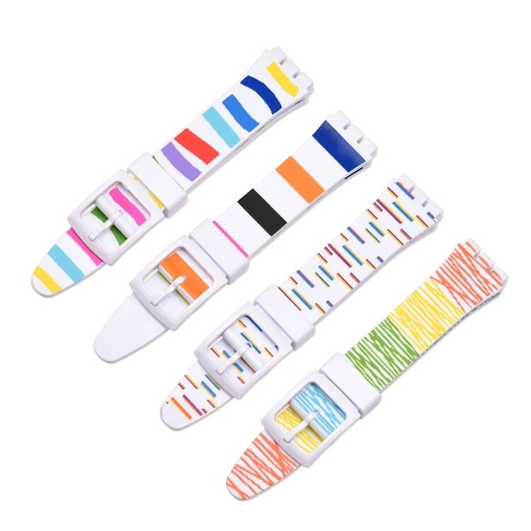 【Bar watchband】 16mm 17mm 19mm Colorful SiliconeBandRubber Replace WristbandforStrap Men Women