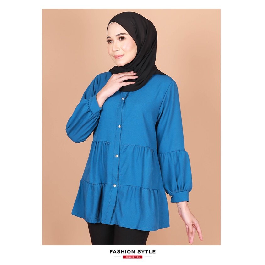 Adyana Fashion Blouse Front Button Premium Moss Crepe Best Selling