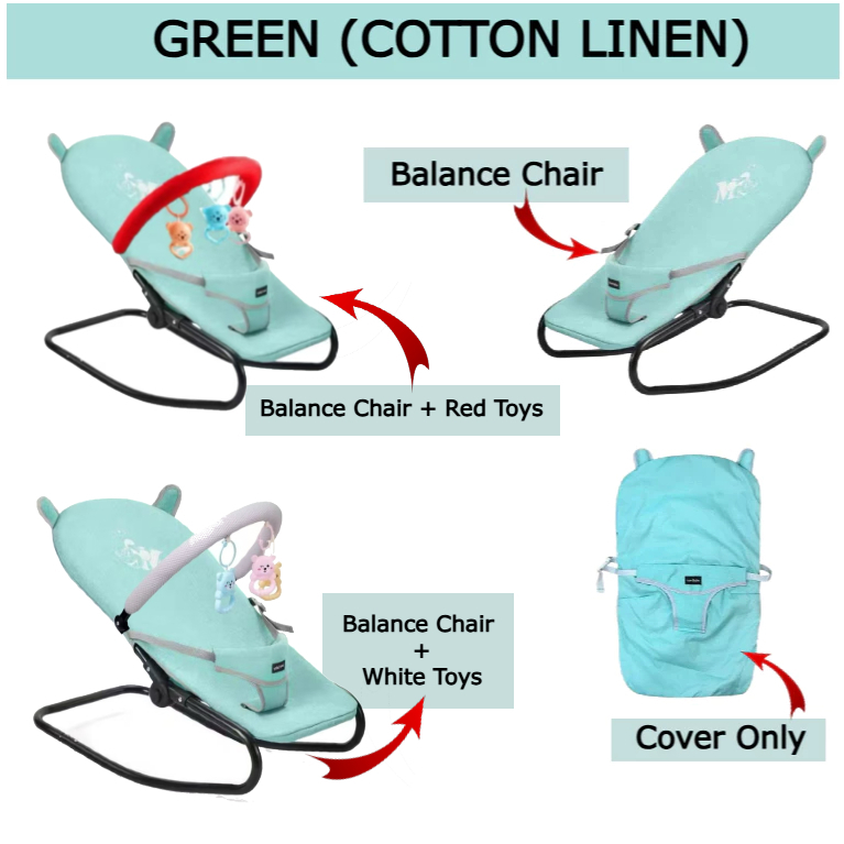~Dari KL~ Kerusi Bouncer Bayi Boleh Lipat｜Kerusi Goyang & Rehat untuk Newborn buai lantai bayi FOLDABLE Baby Balance Chair adjustable baby Rocker Bouncer Chair Infant to Toddler Buai Lantai baby swing chair