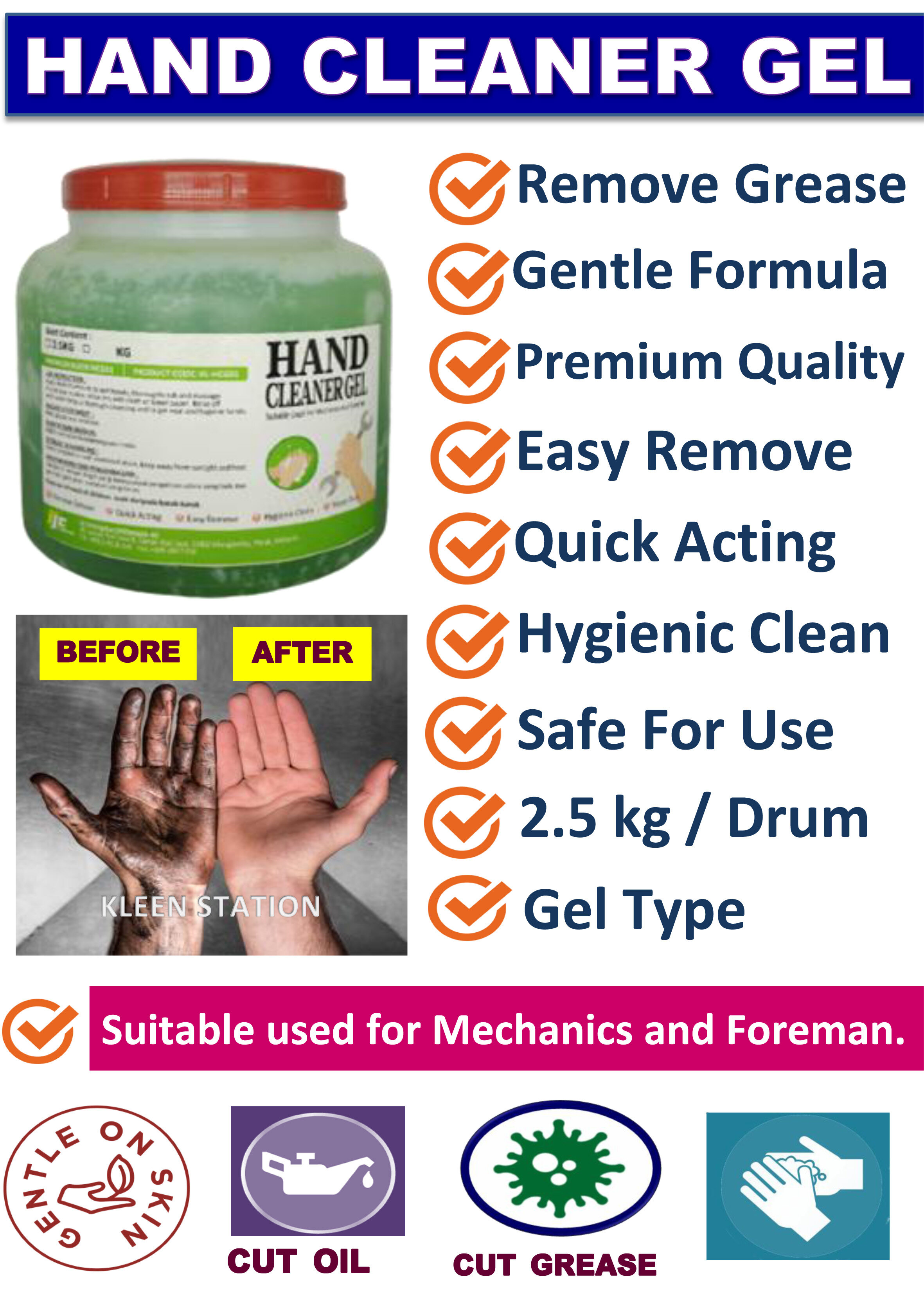 Heavy Duty Hand Cleaner Gel / Foreman & Mechanic / Degreaser / Engine