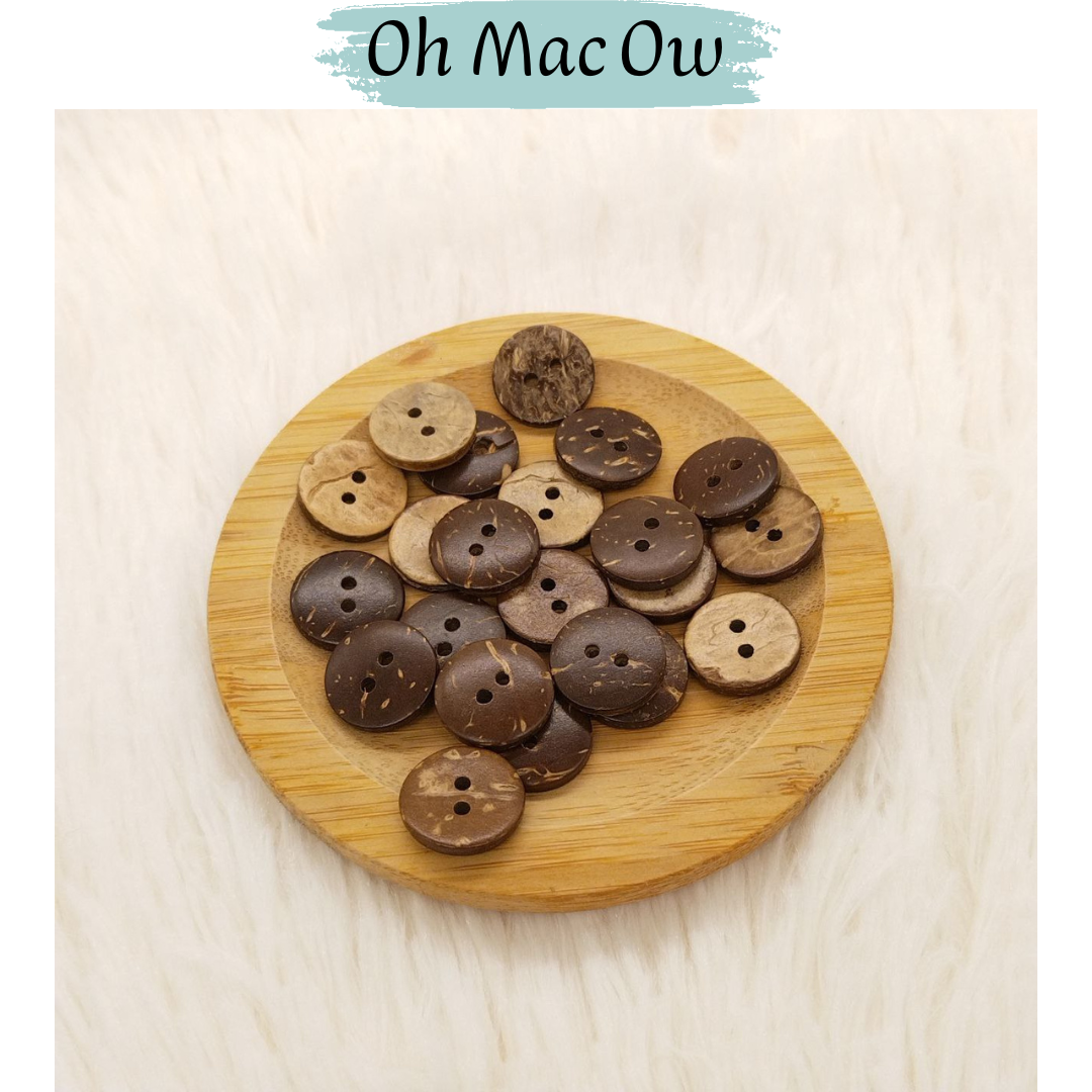 Oh Mac Ow Wooden Coconut Shell Sewing Buttons 2 Holes Round Buttons for Sewing DIY Crafts