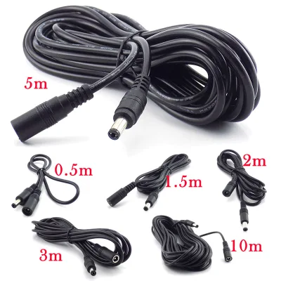 0.5/1.5/2/3/5/10M Female to Male Plug CCTV DC Power Cable Extension Cord Adapter 12V Power Cords 5.5mmx2.1mm For Camera Power Extension Cords