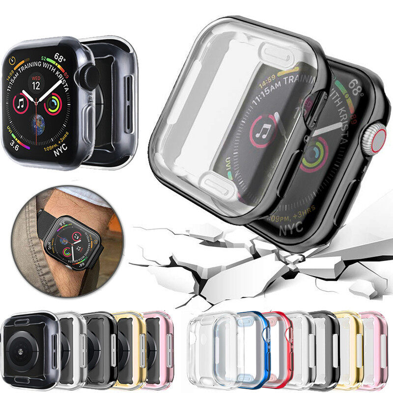 Vỏ Bảo Vệ Đồng Hồ Mới 360 Mỏng Nhiều Màu Cho Apple Watch Series 6 5 4 3 2 1 42MM 38MM 5 Mm Chất Liệu TPU Mềm Trong Suốt 44MM 40MM Cho Apple Watch