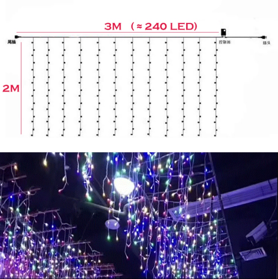 5 Meter 216 LED Icicle Curtain String Lights Droop 40 60 cm Muharram Outdoor Eaves Garden Decoration Holiday Ready Stock
