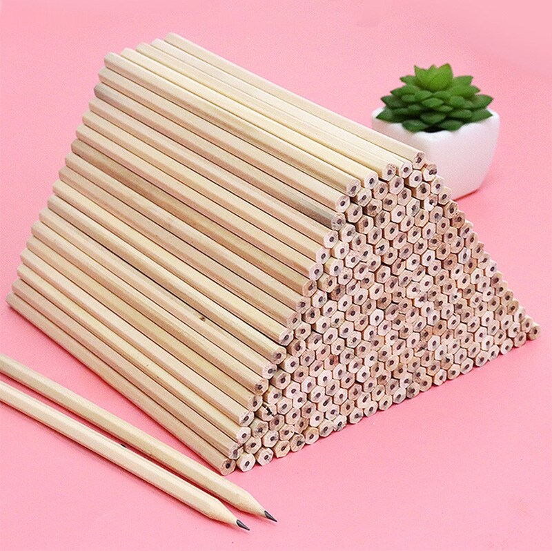 「Lele pencil」100pcs/ Wood Pencil HB Black Hexagonal Non-toxic Standard Pencil Cute StationeryEco-friendlySchool Supplies