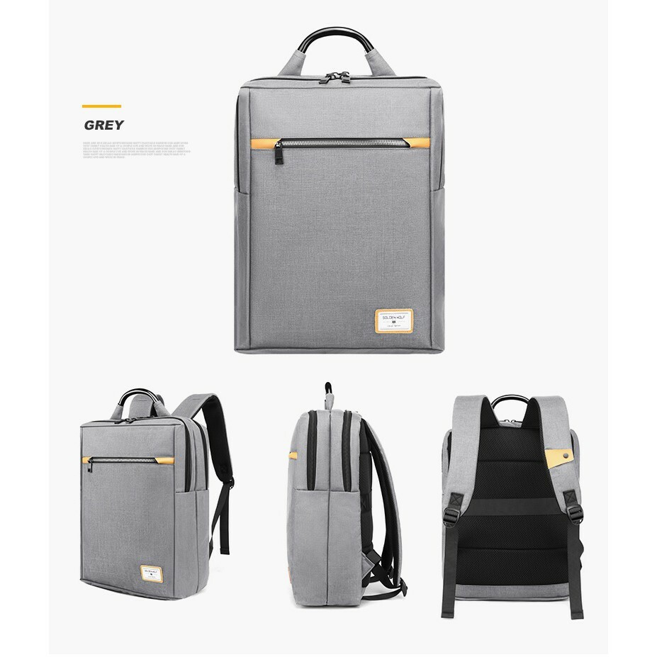 Golden Wolf Raven Anti-Theft Zipper with Aluminium Handle Travel Bag Ultra Light Weight Laptop Backpack (15.6")