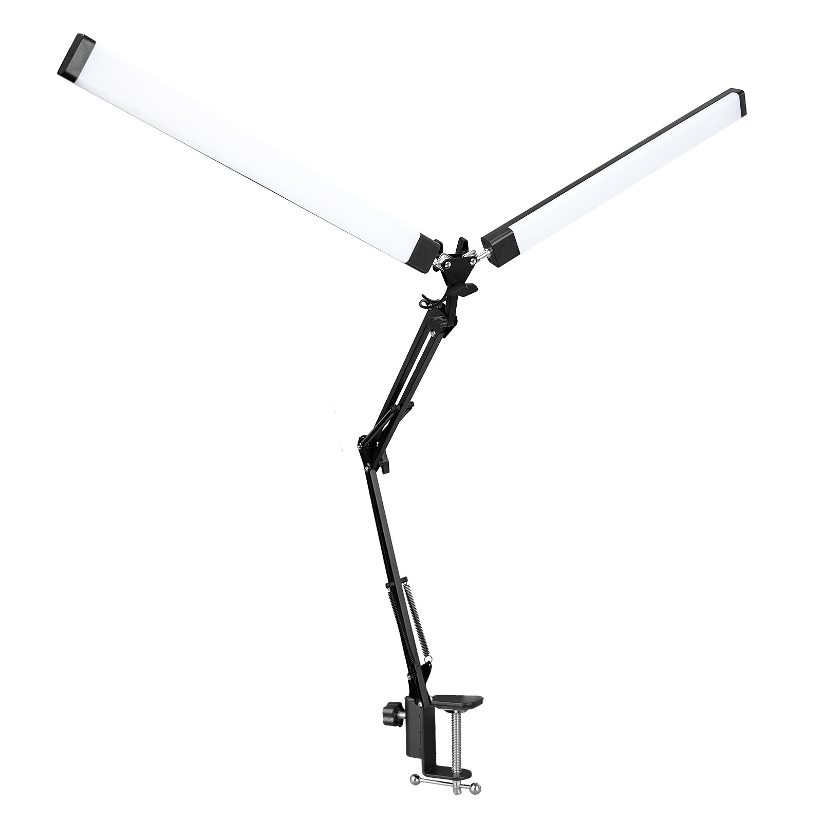 LED 360° Folding Metal Desk Lamp Clip On Light Clamp Long Arm Dimming Table Lamp Adjustable with 10-Step Dimming 3 Color