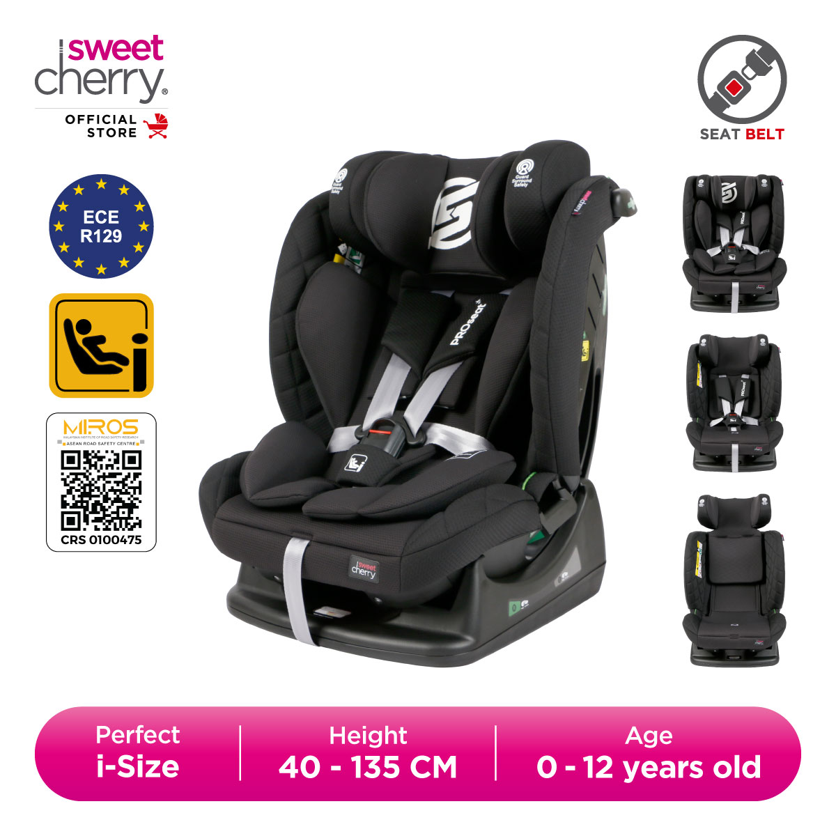 Sweet Cherry Perfect PRO Convertible Car Seat Wesley i-Size with ECE R129 (AY913 PRO)