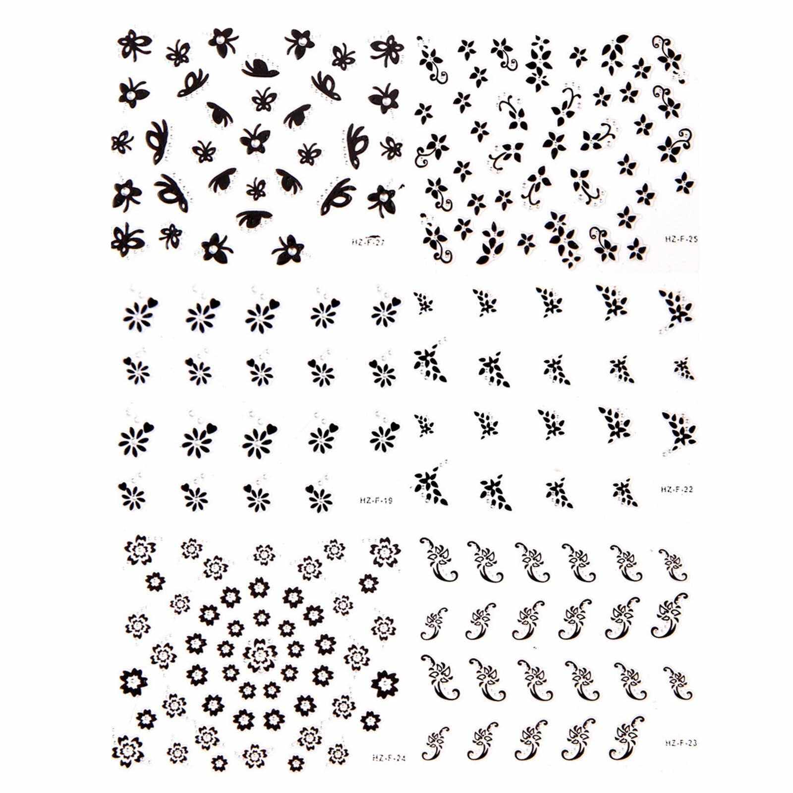 30 Sheet 3D Nail Stickers Mixed Colors & Patterns Nail Art Decals for Nail Art Decoration