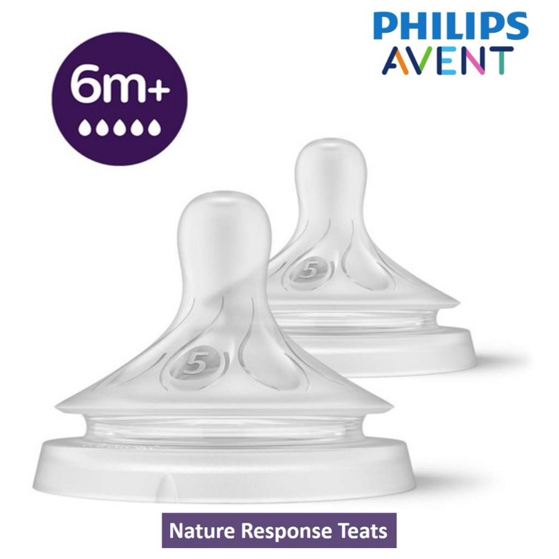 AVENT TEAT NATURAL Response Extra Soft Teats (2pcs) baby Newborn Slow Medium Fast BPA Free Teat