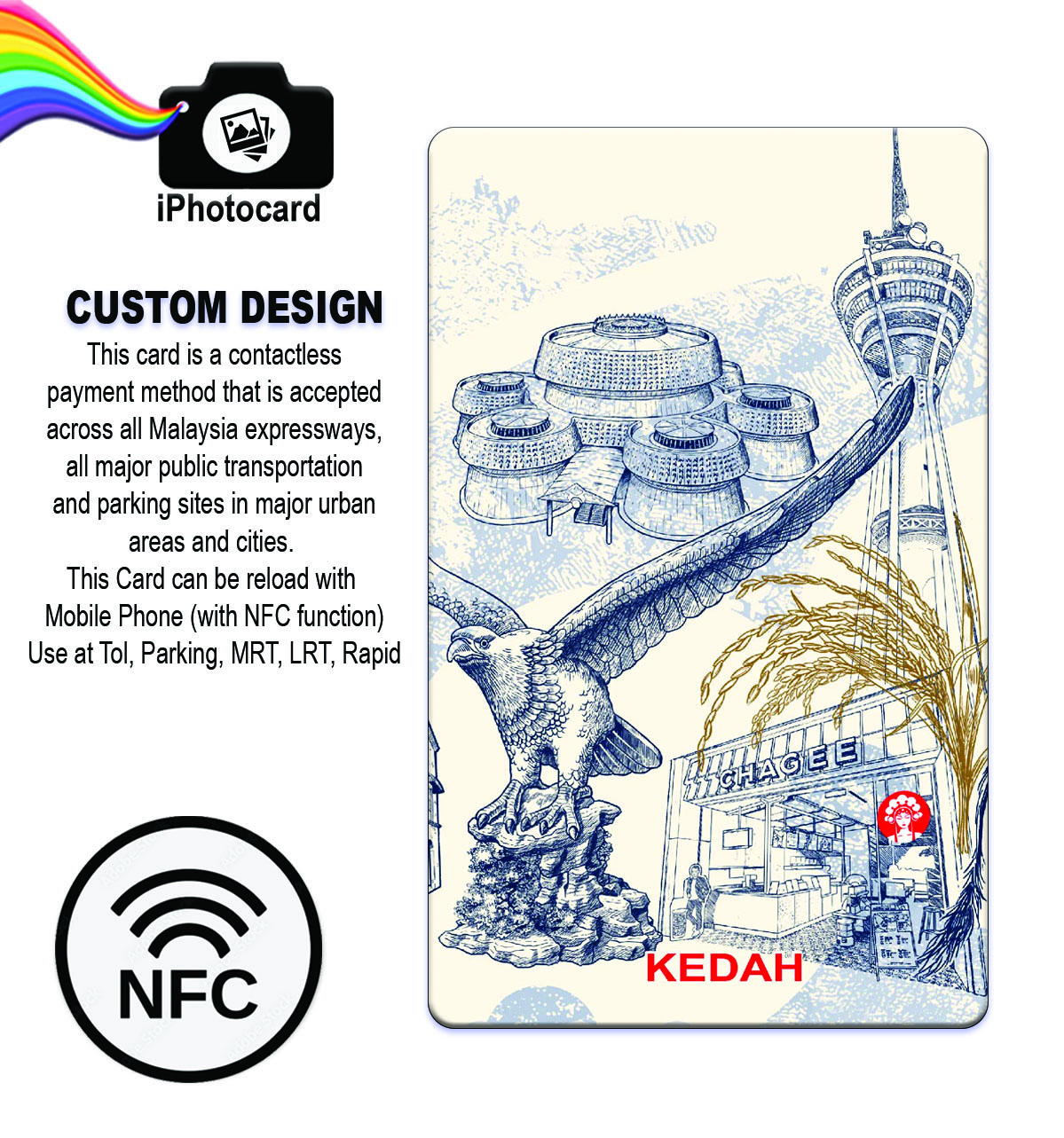 Touch n Go Card-MALAYSIA MERDEKA Limited Edition-NFC TNG Card Reload with Mobile Phone Use at TolParkingMRT LRTRapid