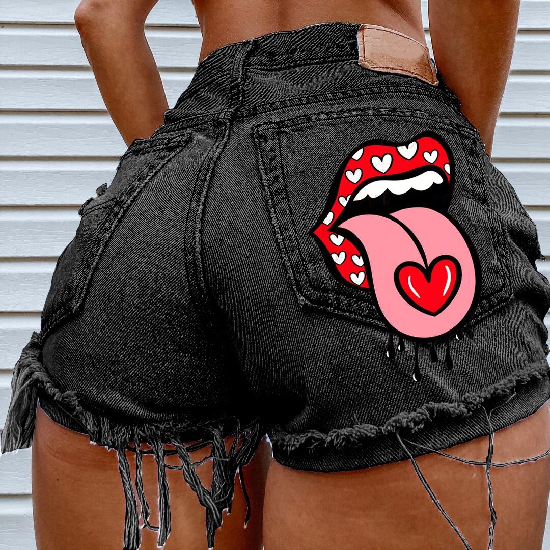 【Casual】 Hot summer women 39;s Denim Shorts pockets printed Short Femme Ropa Mujer Verano 2022 Jeans Feminino Pantalones Cortos Casual Casual