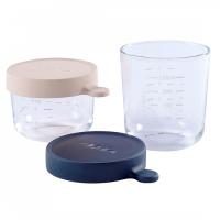 Beaba Glass Container - Set of 2 Pink/Dark Blue