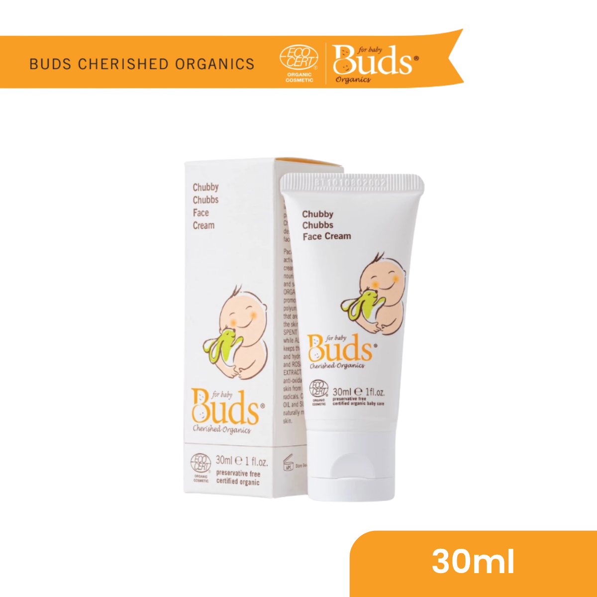 BUDS CHERISHED ORGANICS CHUBBY CHUBBS FACE CREAM 30ML