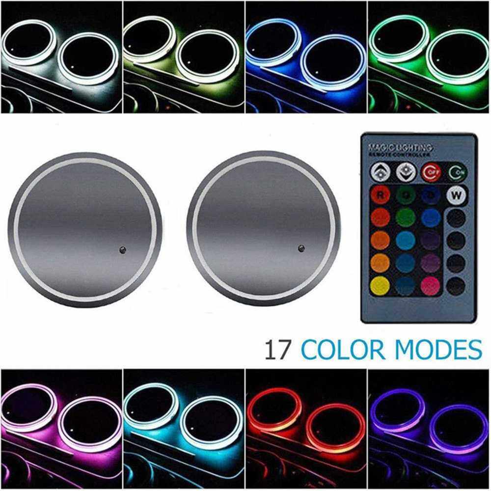 Auto Lighting Light-Emitting Diode Cup Mat Anti-Slip Multicolor Remote Control Solar Energy Cup Mat (Standard)