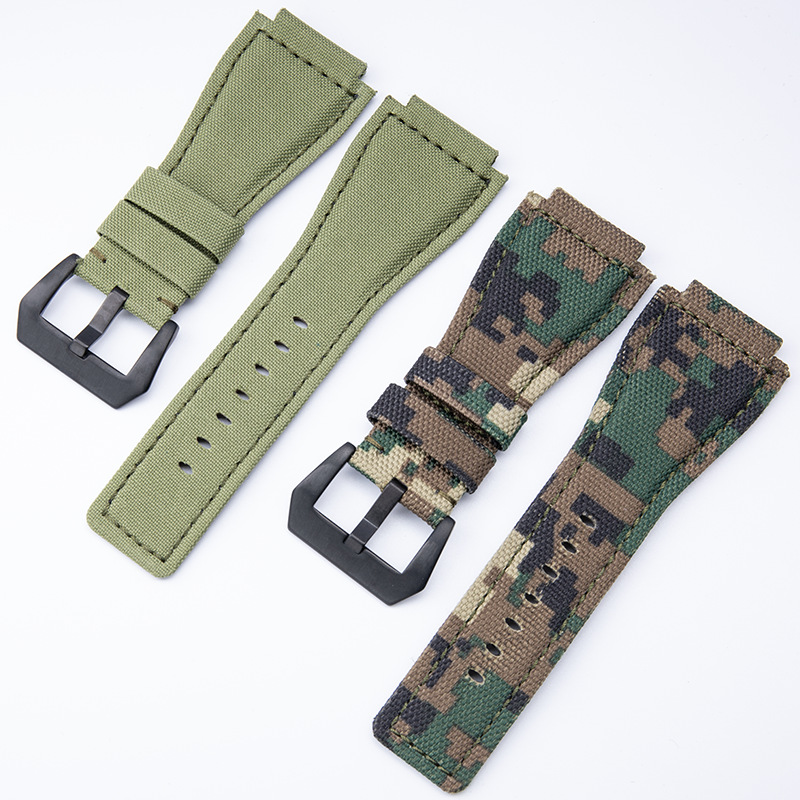 [EE utility]34*24mm Camouflage Dark Green Canvas Nylon Watchband Fit Bell&Ross Bo Di BR01 BR03 Male Women Watches