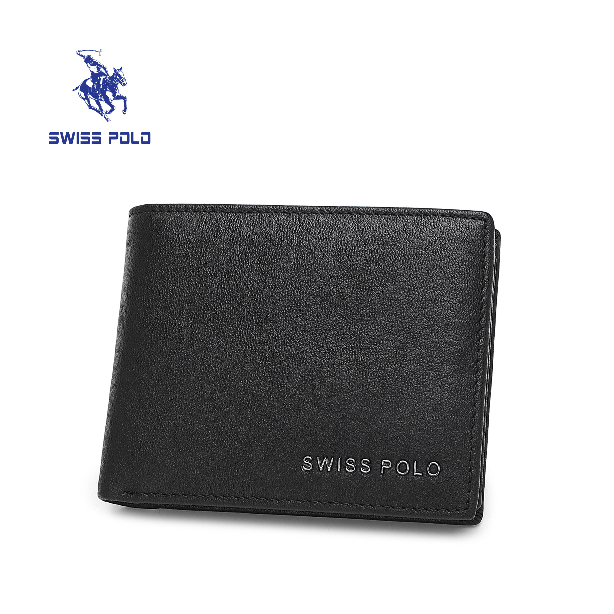 SWISS POLO Genuine Leather RFID Short Wallet SW 195-3 BLACK