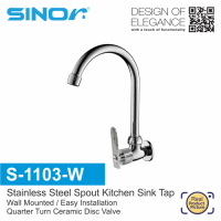 Sinor S-1103-W Stainless Steel Spout Kitchen Sink Tap Faucet Wall Mounted Paip Air Dapur 厨房水龙头