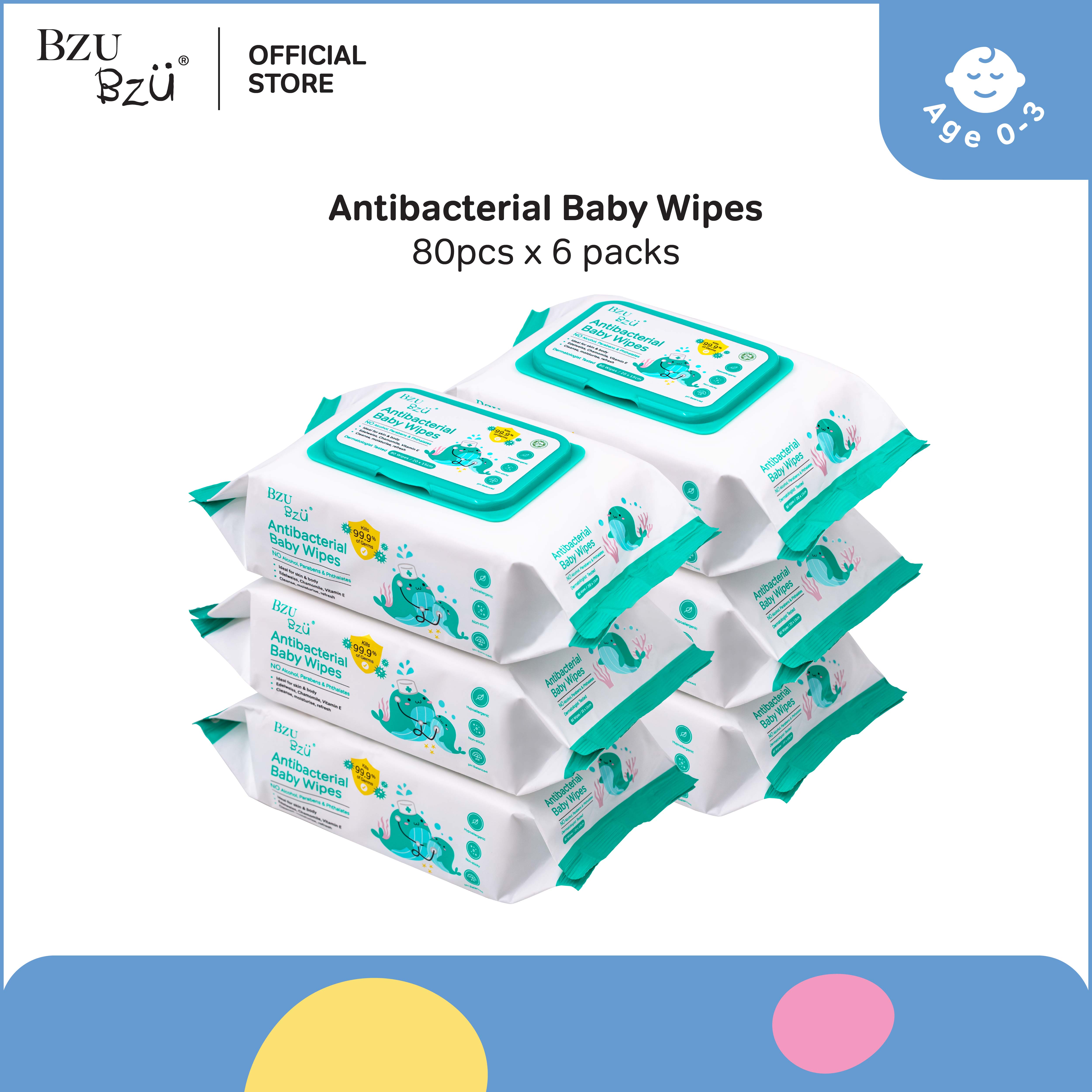 BZU BZU NEW Anti Bacterial Baby Wipes (80 pcs x 6) [Exp: Year 2028]