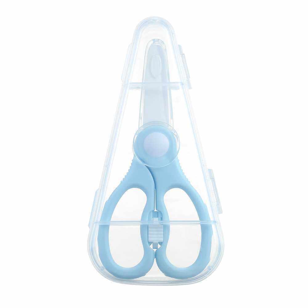 Baby Food Scissors Ceramic with Storage Box Portable Baby DIY Food Scissors with Protective Cover Safety Food Cutter Kitchen Tool for Babies Infants Toddlers (Blue)