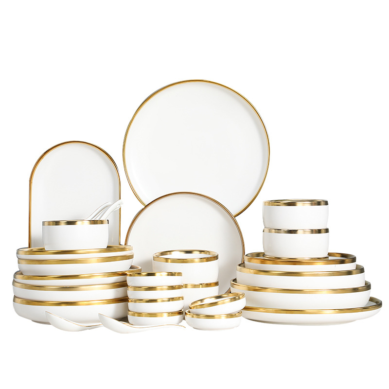 (18 pcs) MILANDO Premium Nordic Tableware Ceramic Set Dinnerware Wedding Gift Dinner Plate Pinggan Mangkuk Door Gift (Type 20)