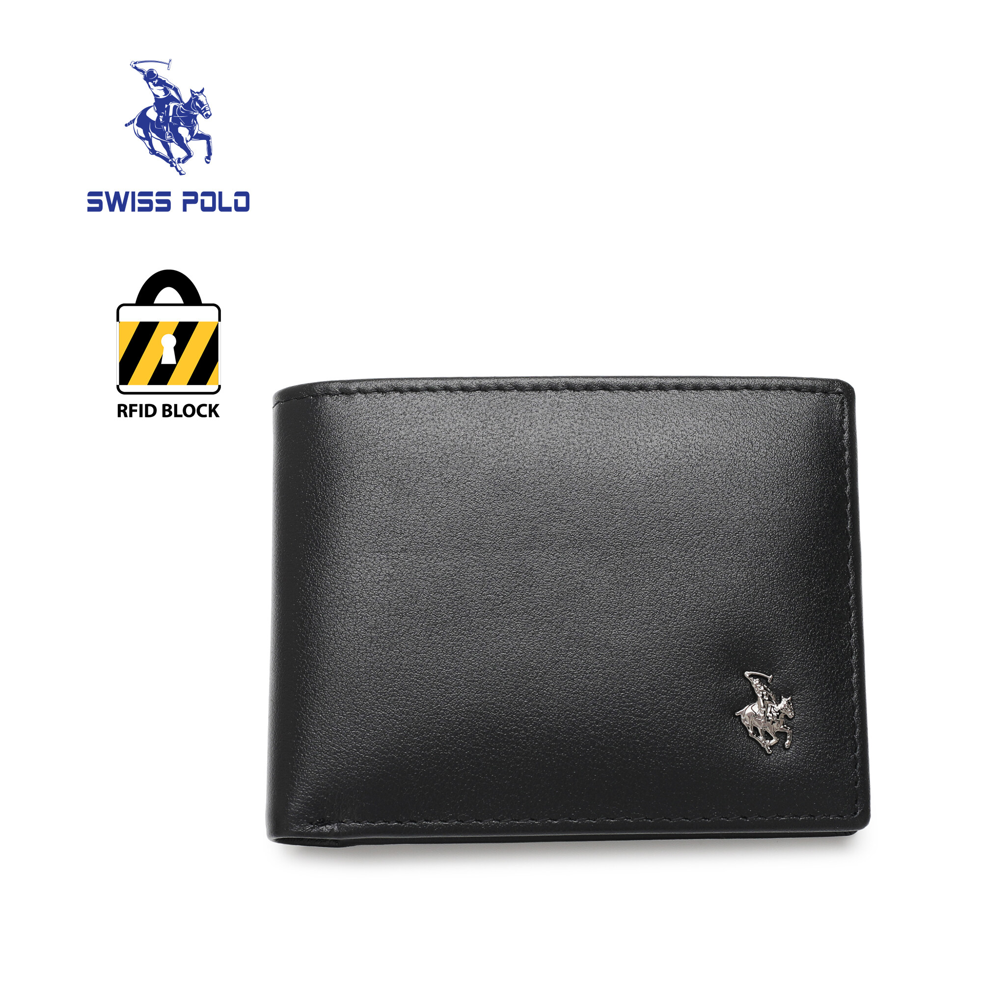 SWISS POLO Genuine Leather RFID Short Wallet SW 167-9 BLACK