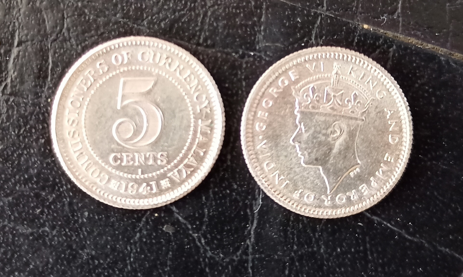 Malaya Straits Settlements 1941 King George KG VI 5 cents UNC