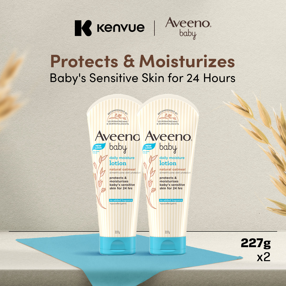Aveeno Baby Daily Moisture Lotion 227g x 2