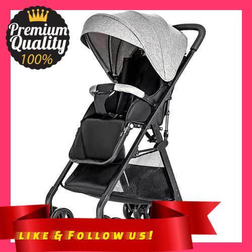 People\'s Choice Baby Stroller High View Pram One Step Fold Lightweight Convertible Baby Carriage with Multi-Positon Reclining Seat Extended Canopy for Infant Toddler Dark grey (Dark Gray)