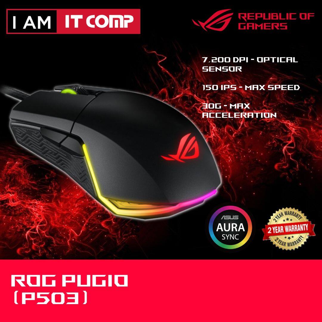 ASUS ROG Pugio Aura RGB USB Wired Optical Ergonomic Ambidextrous Gaming Mouse (P503)