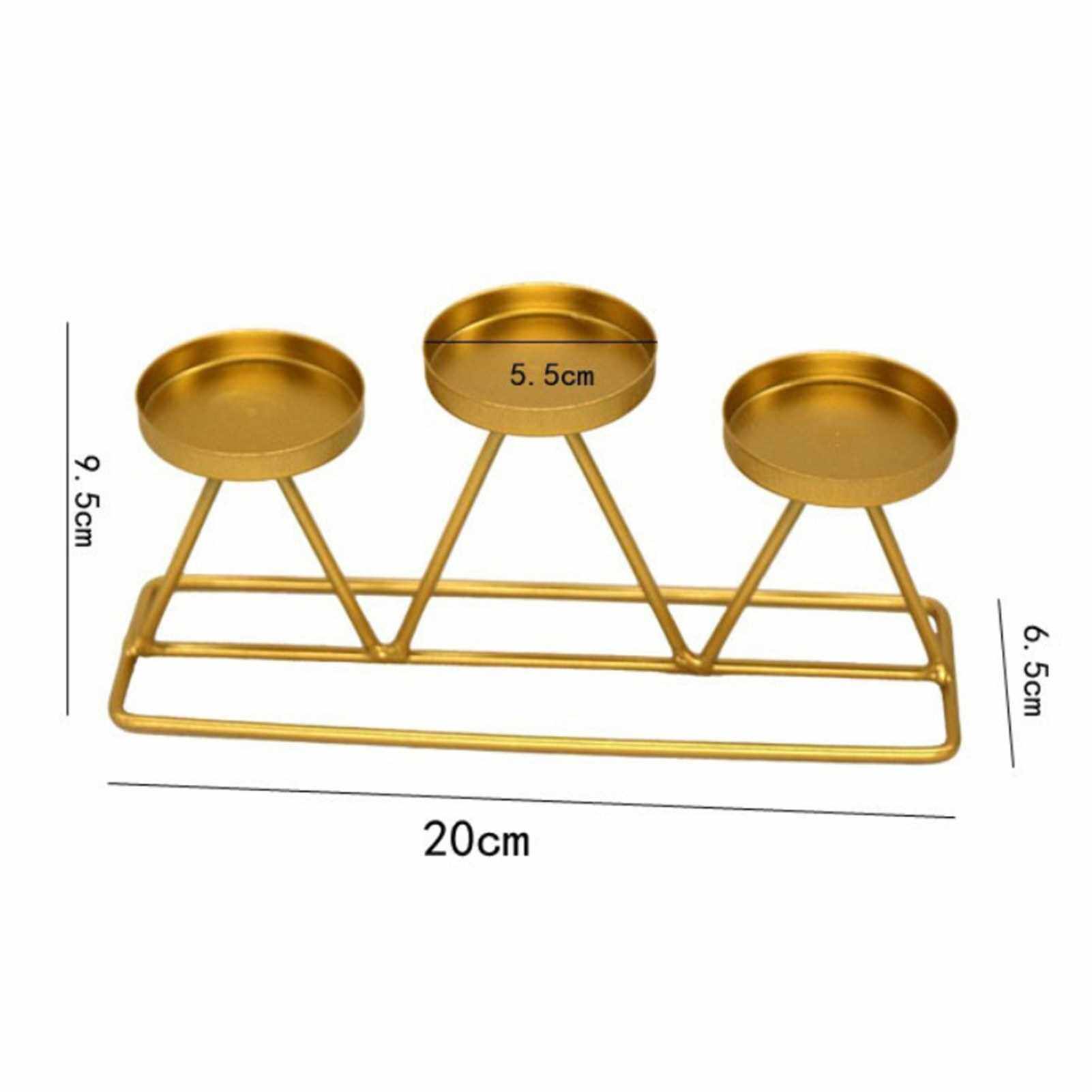 People's Choice Three Heads Candlestick Display Romantic Home Party Wedding Decor Gift (Gold)