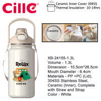 Cille 1L/1.3L/1.6L Dual Head 316SS/Ceramic Liner 304SS Stainless Steel Vacuum Flask Thermos Water