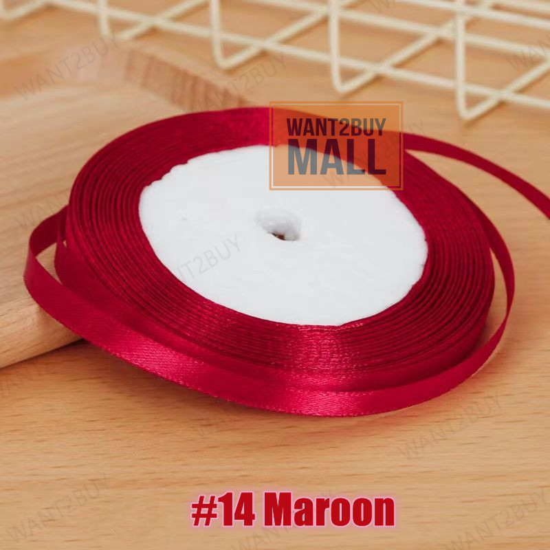 🇲🇾1 Roll 0.6cm Ribbon 25Yards DIY Bow Craft Satin Wrapping Webbing Decoration Packaging Gift Lace Supplies Riben Kain