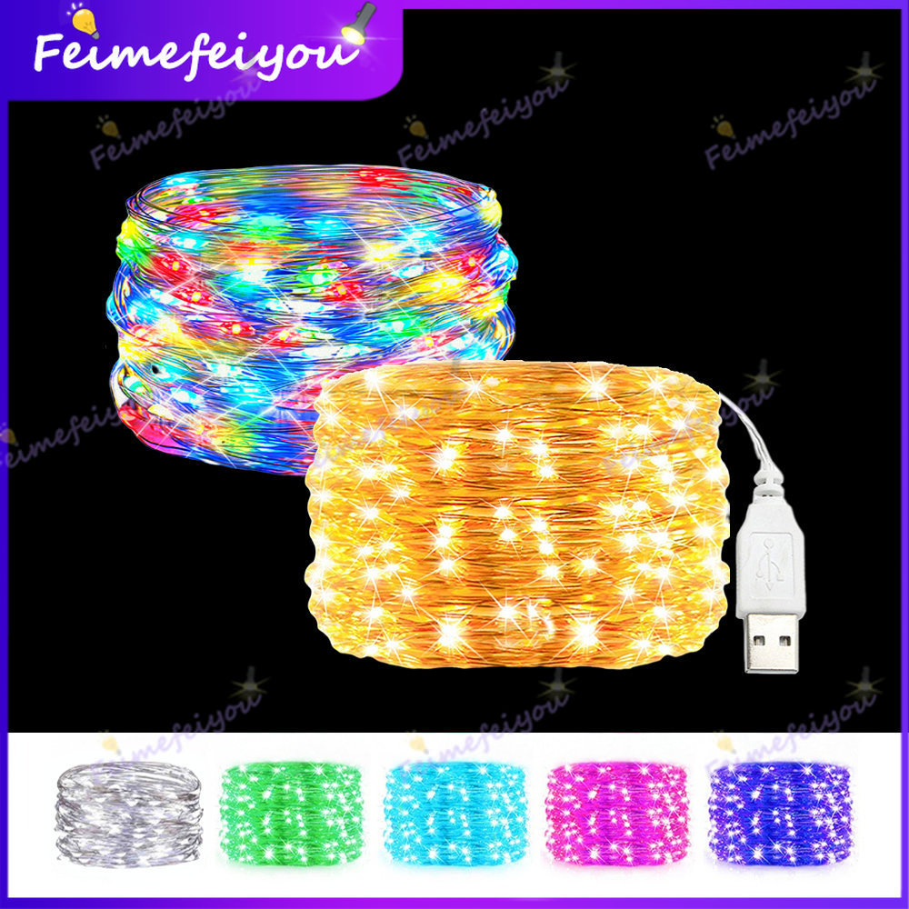 10M USB Led fairy lights strip light for room decoration Copper Wire String Lights multicolor Garland Light Waterproof 5M 3M 2M 1M usb led lamp For Raya Christmas Wedding Party Holiday Decorations lighting items