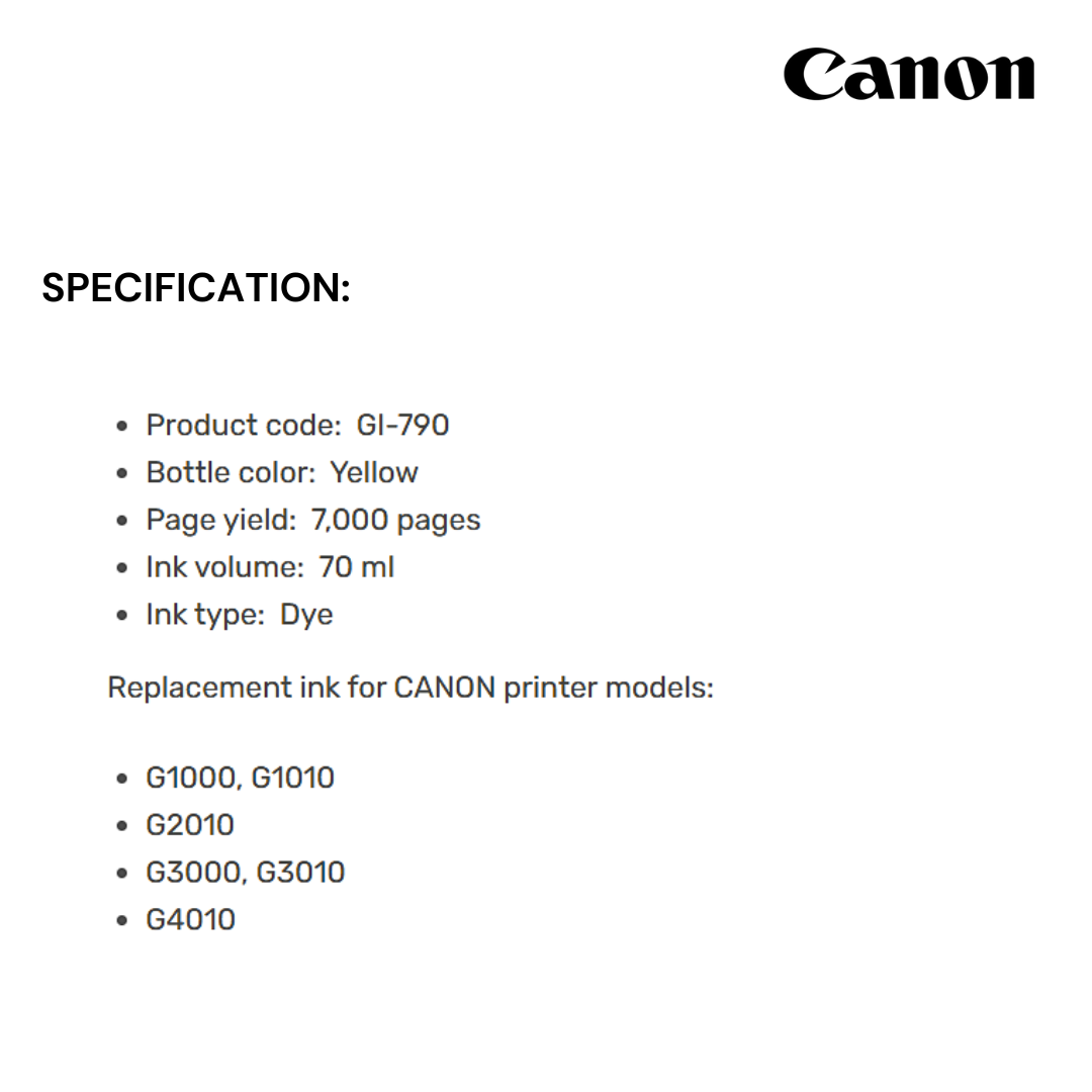 CANON INK GI-790 YELLOW (G1000/G2000/G3000)