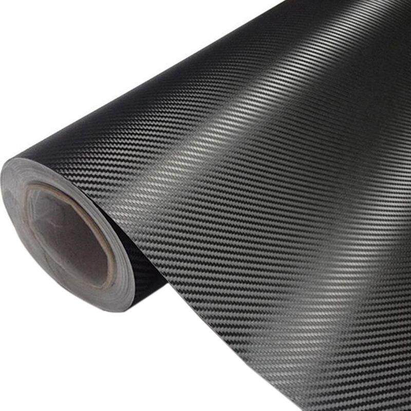 3D Carbon Fiber Decal Vinyl Film Wrap Roll Adhesive Car Sticker Sheet Black