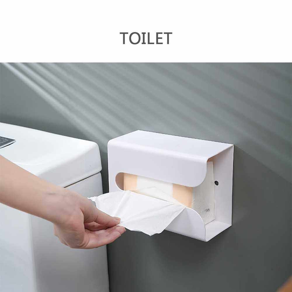BEST SELLER Under Cabinet Tissue Box Wall Mounted Adhesive Tissue Holder Toilet Paper Organizer Paper Towel Dispenser for Bathroom Bedroom Kitchen (White)