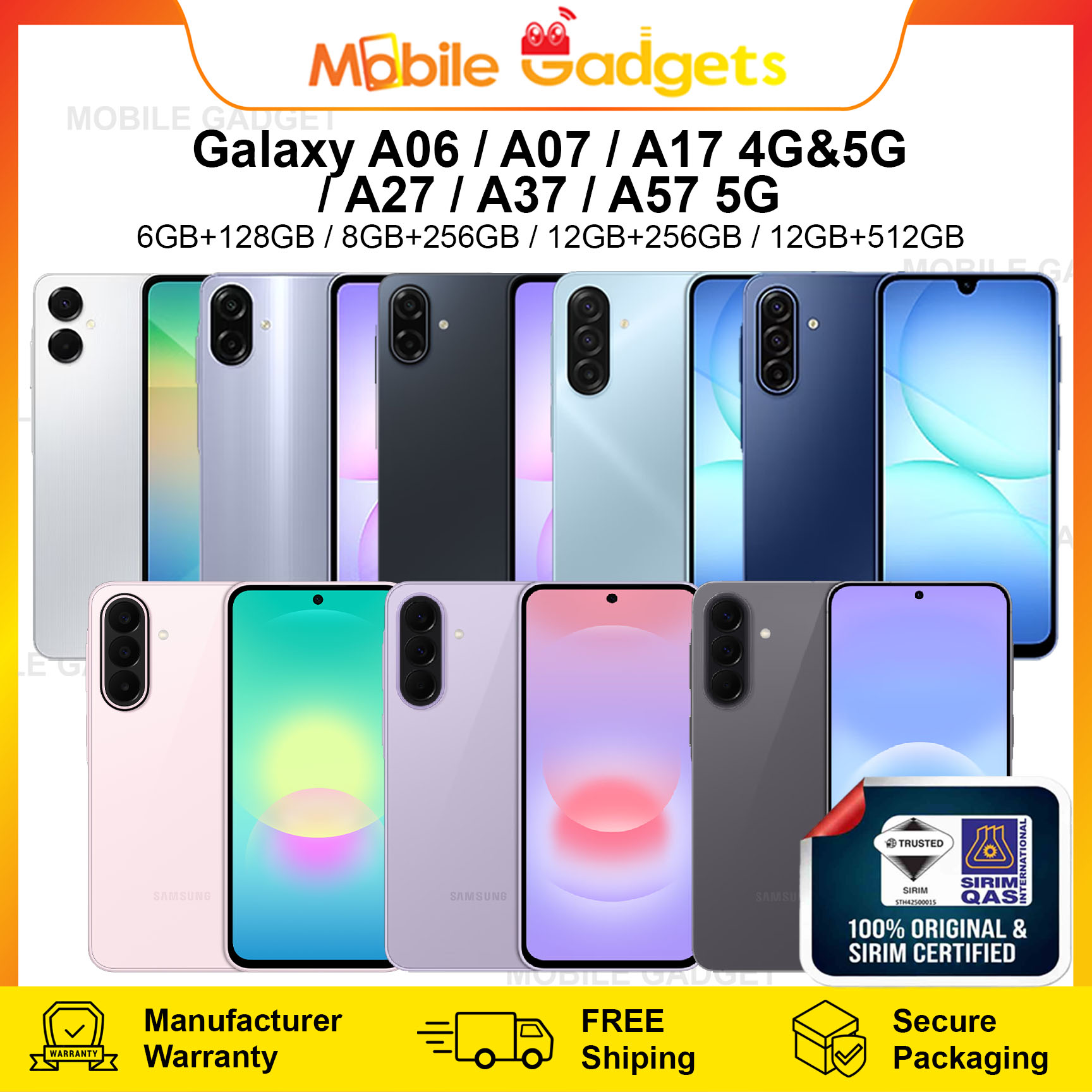 Samsung Galaxy A06 / A07 / A17 4G & 5G / A27 / A37 / A57 5G