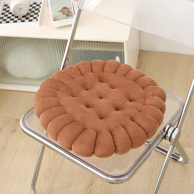 【Golden Trunk】Round Biscuit Crystal Velvet Cushion Soft Warm Seat Pad Multifunctional Chair & Car Cushion