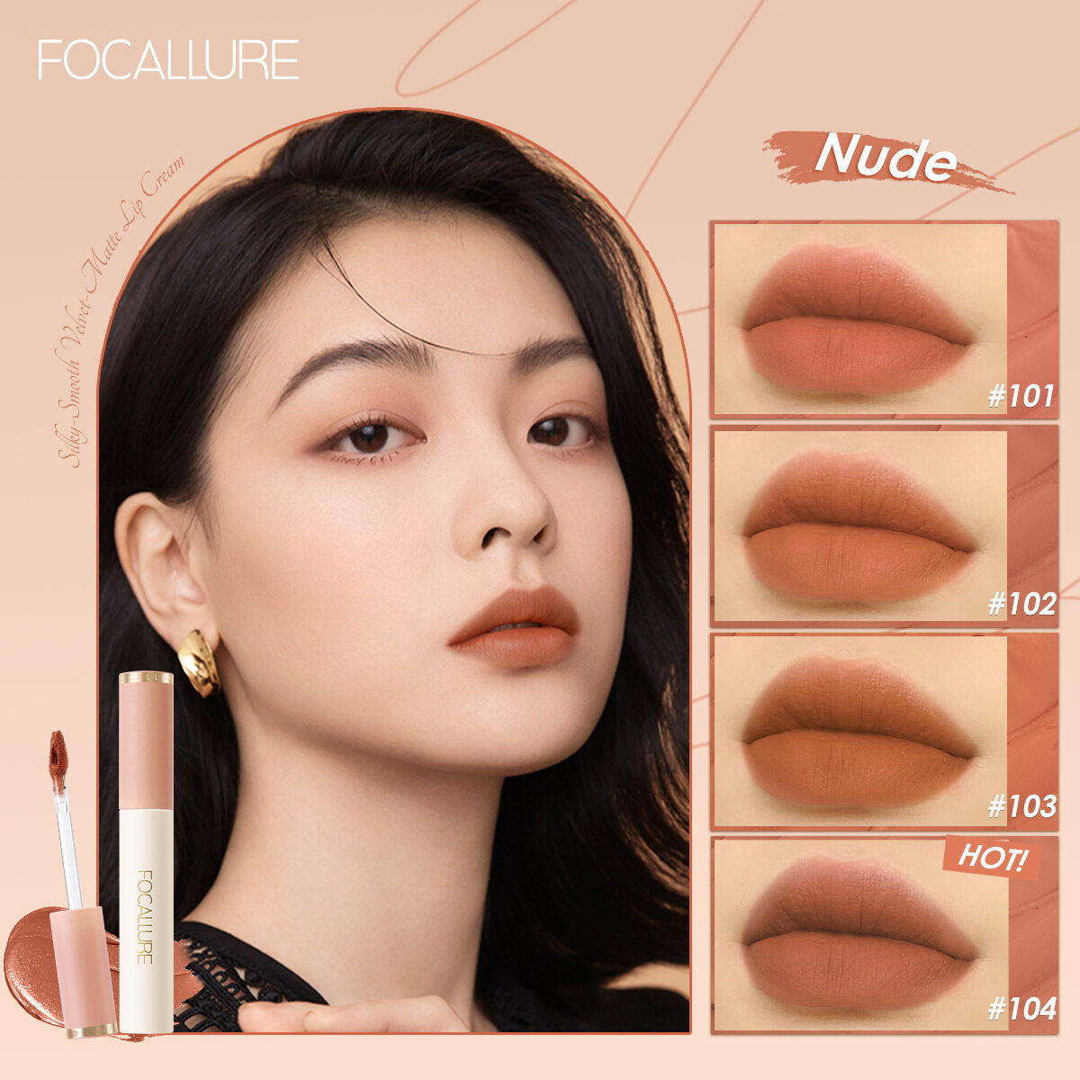 FOCALLURE Son Lì Nhung Mịn Môi Không Thấm Nước Son Tint Cao Sắc Tố Mềm Mượt Kết Cấu Dễ Sử Dụng