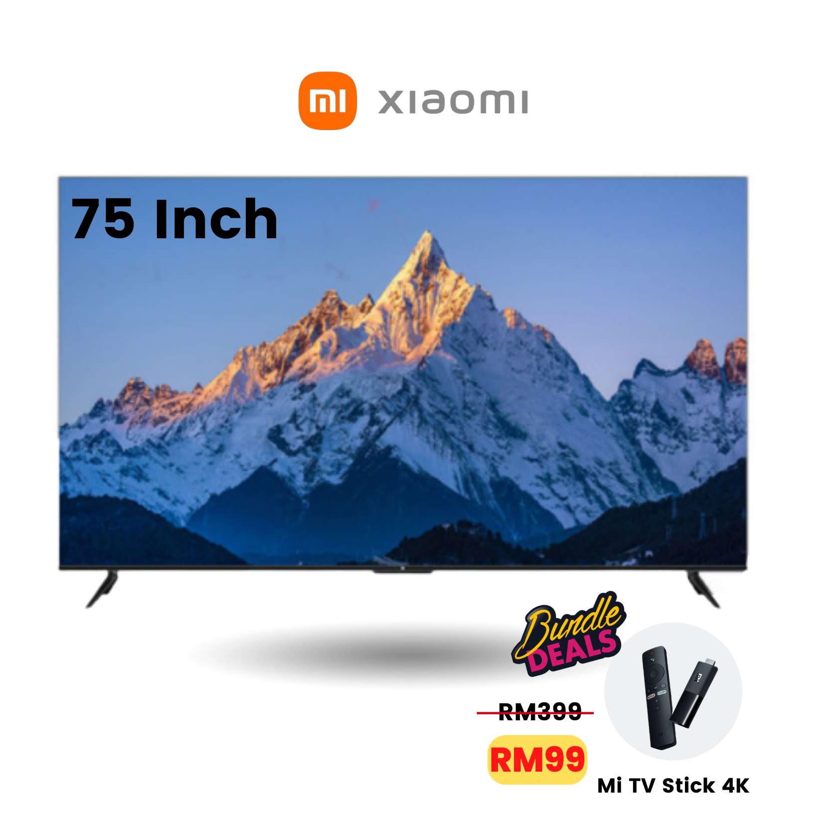Xiaomi TV EA75 2022 - 7 inch | 97.5% ultra-high screean ratio | 1.07 billion primary colors 4K Ultra HD display | Quad-core high-performance processor