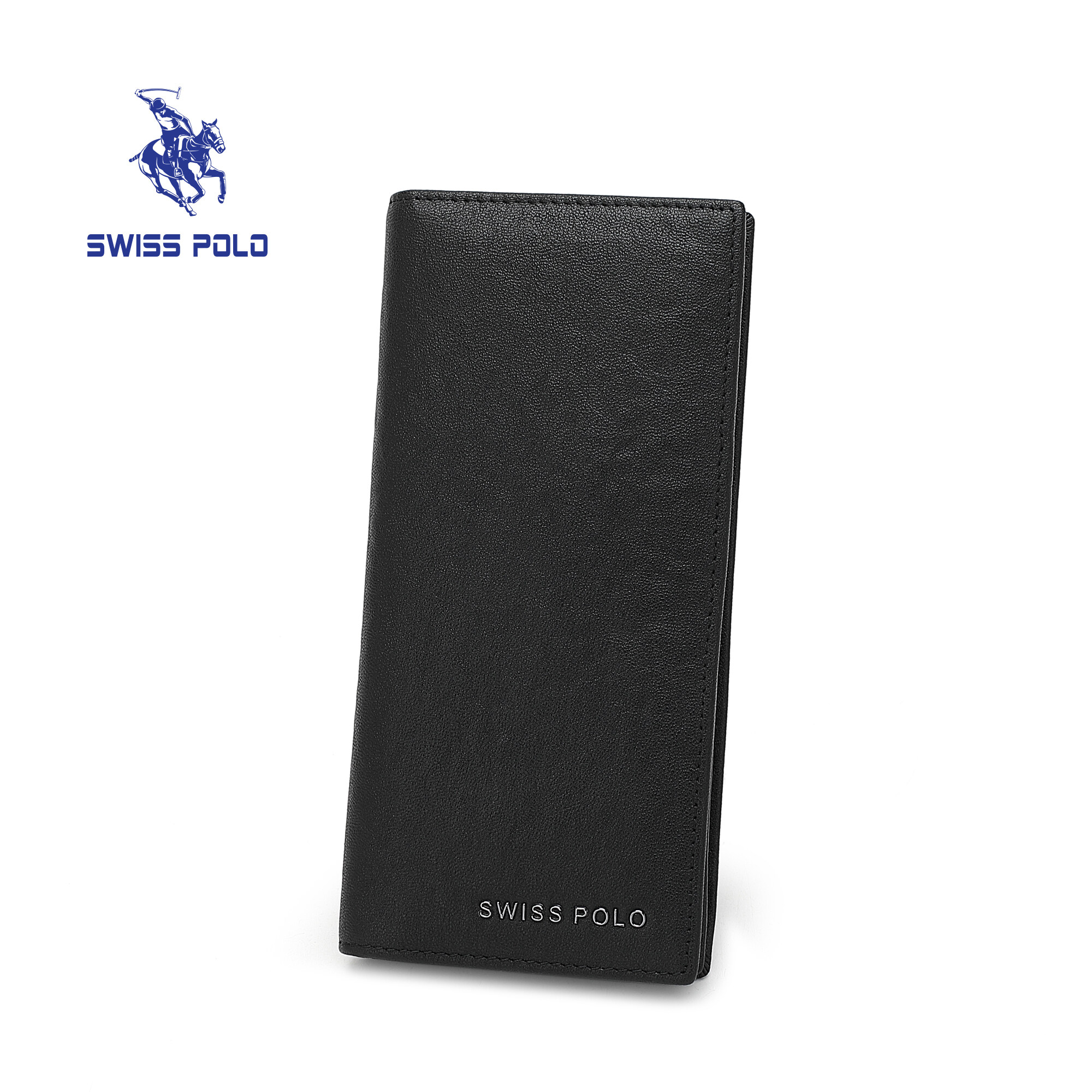 SWISS POLO Genuine Leather Long Wallet SW 195-1 BLACK
