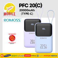 ROMOSS PFC20 20000mAh Power Bank | 22.5W Fast Charging | 20W PD & QC3.0 | Built-in Cable | 3 Output 2 Input | LED Digital Display | Portable Powerbank | 1 Year Warranty