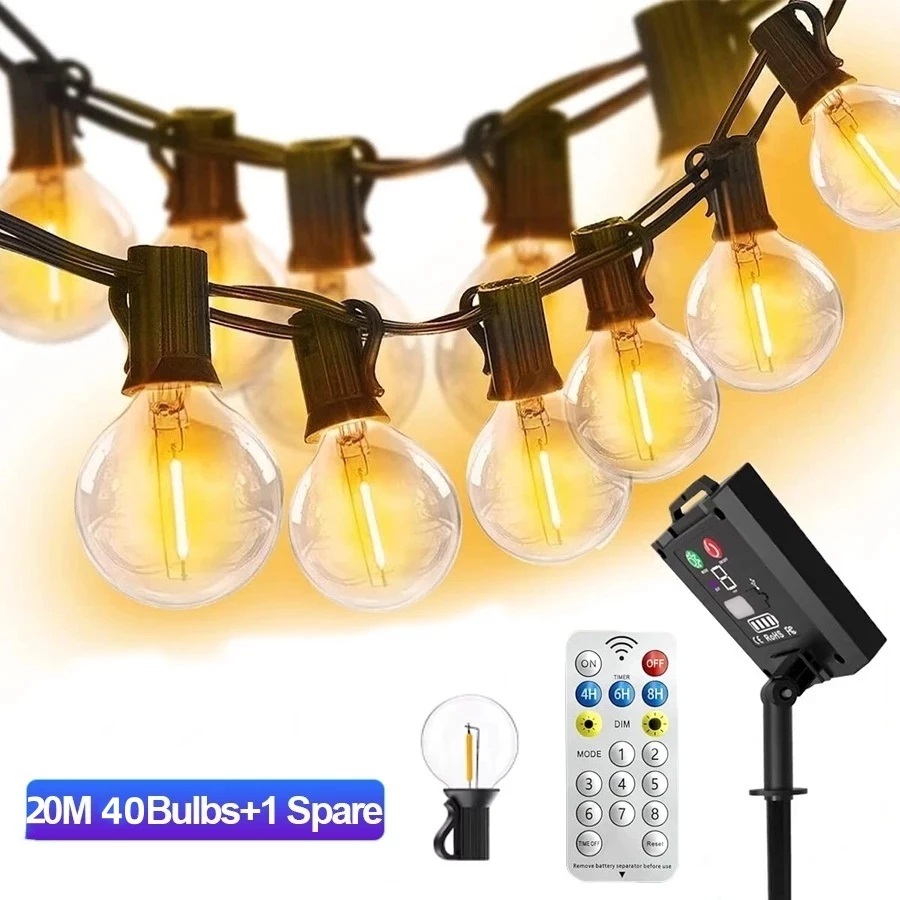 Powdeom G40 Raya Lights New Year Solar String Lights Outdoor Waterproof 8 modes Patio Fairy Deepawali Decorative lamp 7M/10M/15M/20M